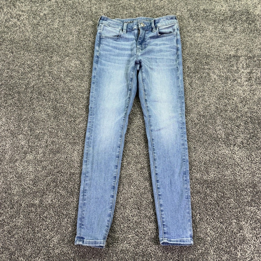 American Eagle Jeans Womens 2 Short Blue Jegging Stretch Denim Casual City Logo